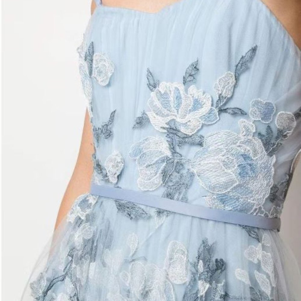 Marchesa Blue Gown With Outer Layer Of Tulle/Embr… - image 4